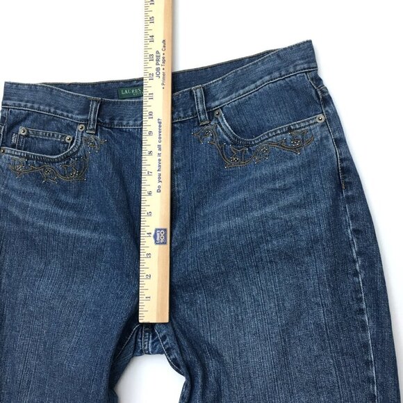 Lauren Ralph Lauren Women's Bootcut Jeans Western Embroidery Studs Cotton 12 - Picture 7 of 9